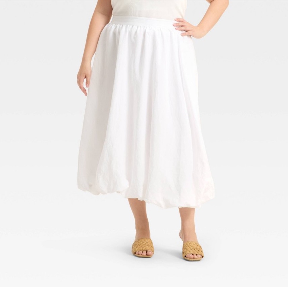 White A-Line Midi Women's Skirt